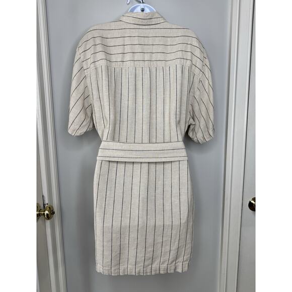 Abercrombie & Fitch Womens Linen Striped Button-Down Shirt Dress S Ivory Boho - Picture 3 of 14